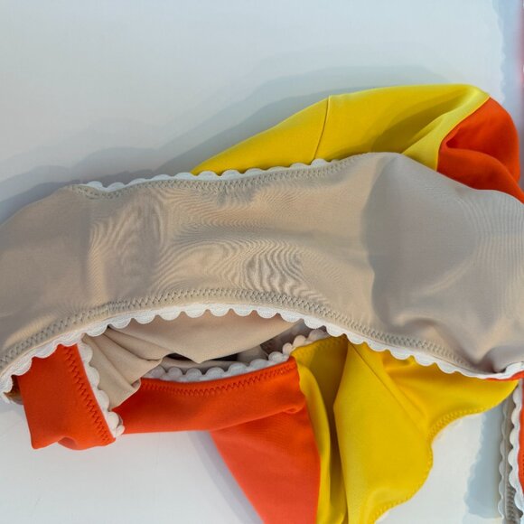 Hammies Colorblock Retro Pin Up Bikini Two Tone Orange Yellow L - Picture 5 of 5